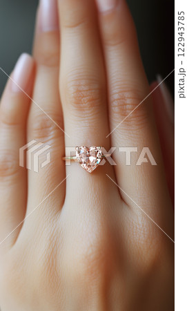 beautiful heart shaped engagement ring on hand, symbolizing love and commitment beautiful heart shaped engagement ring on hand, symbolizing love and commitment 122943785