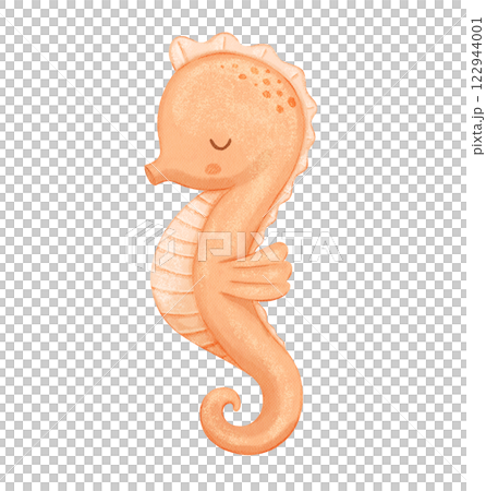 Cute seahorse, baby sea animal character, watercolor hand drawn isolated illustration for baby 122944001