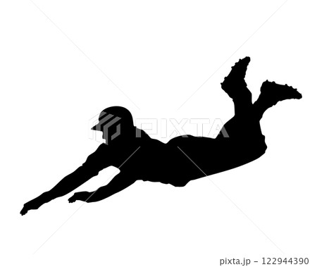 ダイナミックなヘッドスライディングのシルエット 122944390