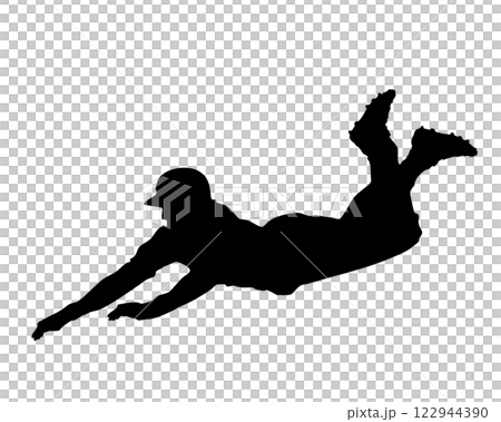 ダイナミックなヘッドスライディングのシルエット 122944390