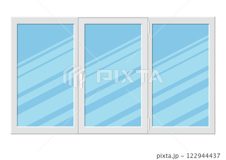 Plastic triple casement window isolated on white background. Vector illustration 122944437