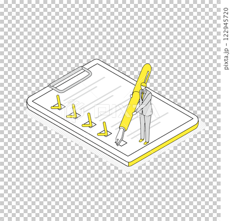 タスク管理をしている男性のアイソメトリックイラスト 122945720