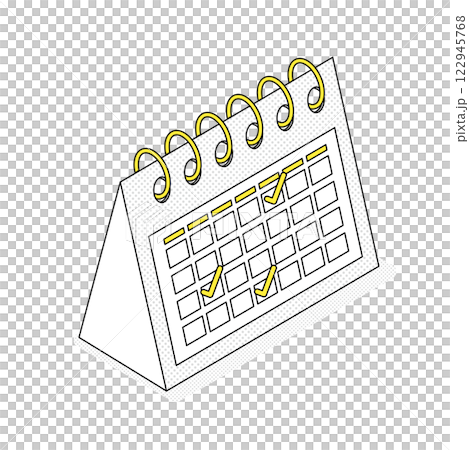 Three-dimensional calendar isometric illustration 122945768