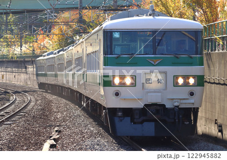 武蔵野線を行く修学旅行列車・集約臨:185系大宮車 武蔵野線を行く修学旅行列車・集約臨:185系大宮車 122945882