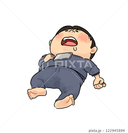 家でだらだら_リラックスして寝る男性【全身】 家でだらだら_リラックスして寝る男性【全身】 122945894