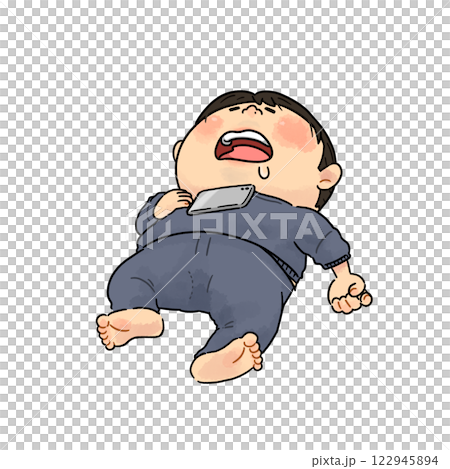 家でだらだら_リラックスして寝る男性【全身】 家でだらだら_リラックスして寝る男性【全身】 122945894