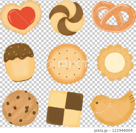 いろいろな種類のクッキーのイラストセット 122946004