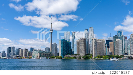 Toronto City downtown skyline. Toronto Island Ferry on inner Harbour. Ontario, Canada. Toronto City downtown skyline. Toronto Island Ferry on inner Harbour. Ontario, Canada. 122946187