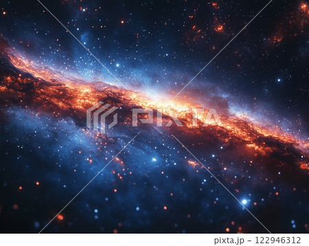 壮大な宇宙の炎|銀河の輝きと星々の神秘 壮大な宇宙の炎|銀河の輝きと星々の神秘 122946312