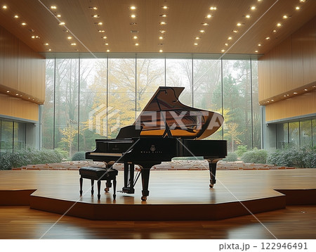 自然と調和するコンサートホール｜グランドピアノと静寂の音楽空間 122946491
