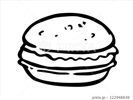 vector illustration in doodle style. macaron cookies	 122946636