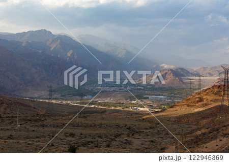 City view of Agarak Armenia from the mountains of Iran during daytime City view of Agarak Armenia from the mountains of Iran during daytime 122946869