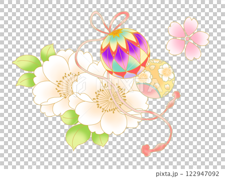 cherry blossoms and temari 122947092