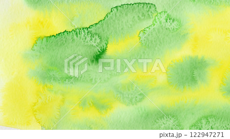 黄緑、黄色の滲み水彩テクスチャ背景素材 122947271
