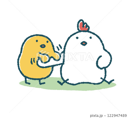 ゆるいひよこはにわとりの腕を揉む 122947489
