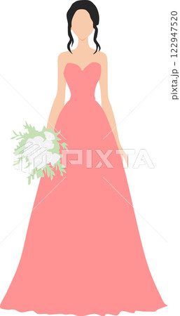ドレスを着た女性のイラスト 122947520