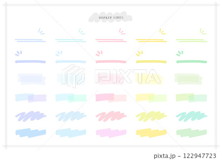 カラフルなラインマーカー風 イラスト素材セット 122947723