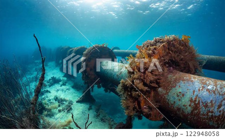 海底の配管 122948058