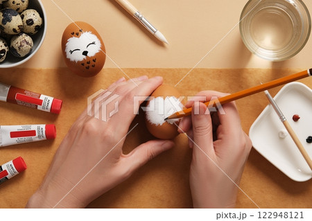 DIY and children's art. Step-by-step instructions: how to make cute owl Easter egg. Step 6: When the paint is dry, use pencil to mark eyes and beak DIY and children's art. Step-by-step instructions: how to make cute owl Easter egg. Step 6: When the paint is dry, use pencil to mark eyes and beak 122948121