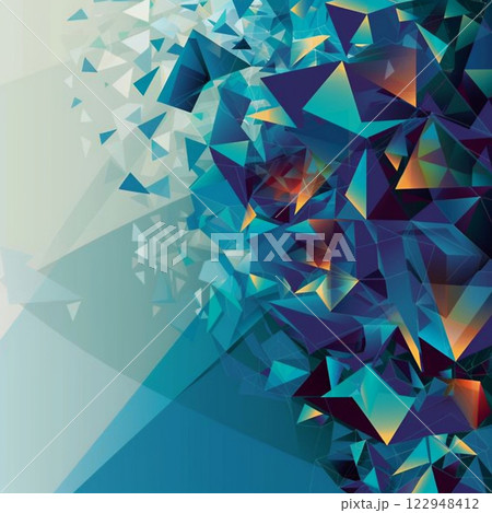 Black blue geometric background with polygons for text. Triangle banner for lettering and design 122948412