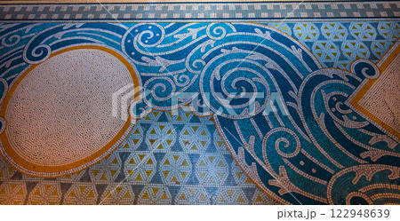 Saint Etienne church in Briare, Loiret, France, pavement mosaic 122948639