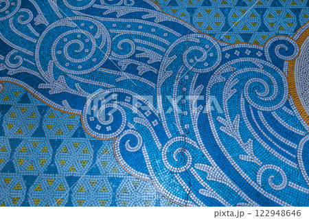 Saint Etienne church in Briare, Loiret, France, pavement mosaic 122948646