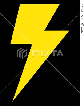 稲妻のシンプルでフラットなイラスト　黒背景 122949122