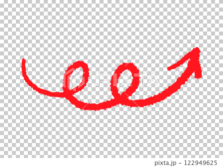 手書きのくるくる矢印 ベクター 赤 122949625