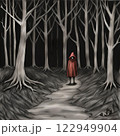 Little Red Riding Hood, alone in the haunted forest 122949904