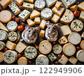 Mouse in Paradise, a picture of a mouse surrounded by lots of different types of cheese 122949906