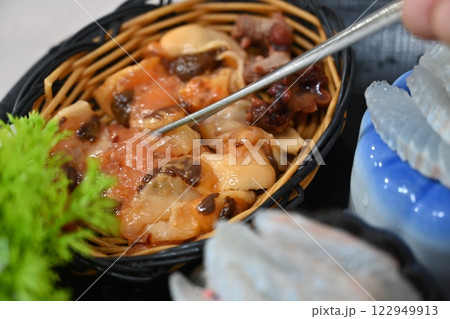 Korean seafood dish. Raw sea squirt sashimi 122949913