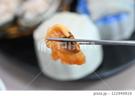 Korean seafood dish. Raw sea squirt sashimi Korean seafood dish. Raw sea squirt sashimi 122949919