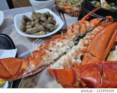 Korean seafood dishes. Korean king Crab and lobster Korean seafood dishes. Korean king Crab and lobster 122950329