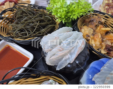 Korean seafood dish. raw fish Sashimi Korean seafood dish. raw fish Sashimi 122950399