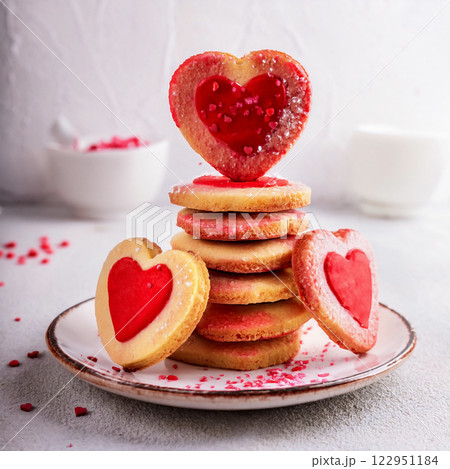 Create Delightful Heart Shaped Butter Cookies Filled with Jam Pe Create Delightful Heart Shaped Butter Cookies Filled with Jam Pe 122951184