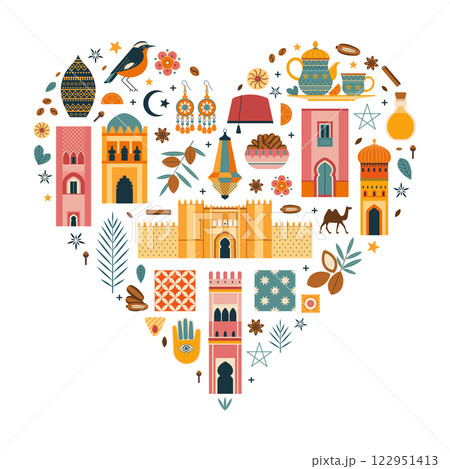 Morocco Travel Print or Card in Heart Shape 122951413