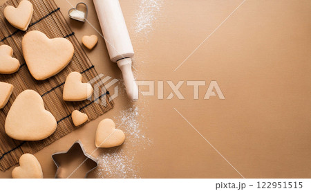 the of Baking Homemade Heart Shaped Butter Cookies for Valentine 122951515