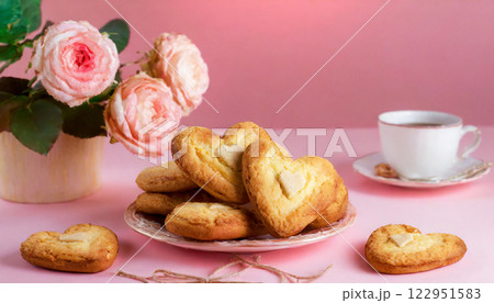 Delight in Homemade Heart-Shaped Butter Cookies for Valentine.s Delight in Homemade Heart-Shaped Butter Cookies for Valentine.s 122951583