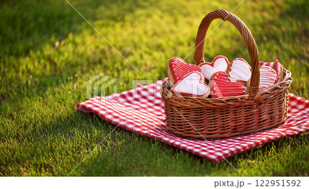 Celebrate Valentine's Day with a Romantic Picnic Basket Filled w 122951592