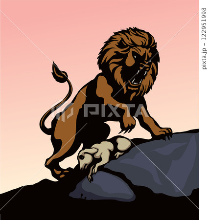 Vector drawing. An angry lion 122951998