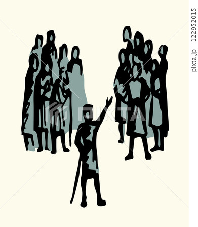 Vector drawing. Big people crowd 122952015