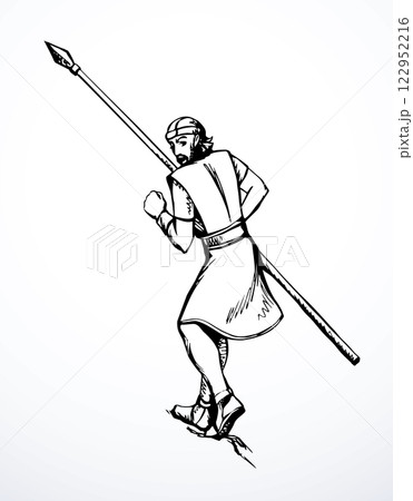 Vector drawing. Man with spear Vector drawing. Man with spear 122952216