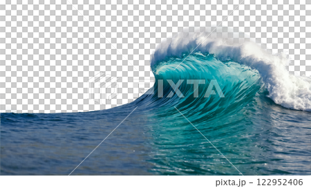 Powerful ocean wave crashing against the coast during daylight hours in a serene coastal environment 122952406