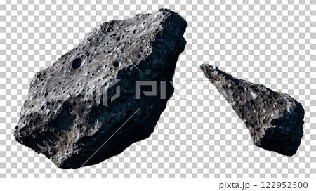 A detailed view of a space rock highlighting surface features and craters in a stark environment 122952500