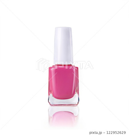 Bright pink nail polish bottle on a plain background for beauty and fashion enthusiasts Bright pink nail polish bottle on a plain background for beauty and fashion enthusiasts 122952629