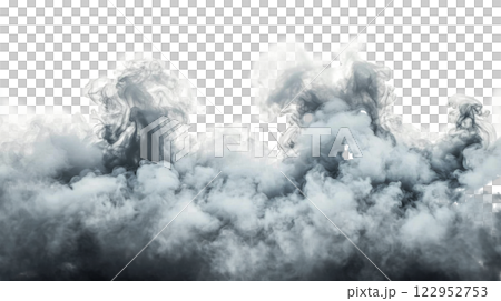 Ethereal gray smoke wisps swirling quietly across a white background 122952753