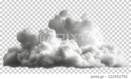 Fluffy white clouds illuminated by bright sunlight during the clear daytime sky 122952792