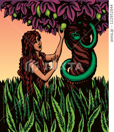 Vector drawing. Eve at the tree 122952844