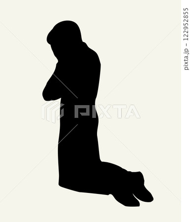 Vector drawing. Praying young man 122952855