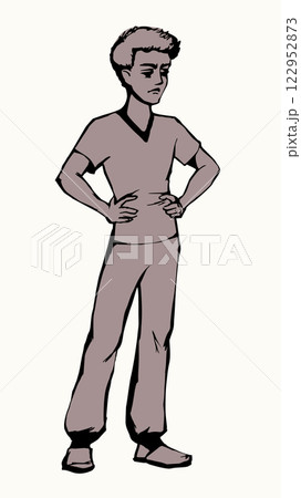 Vector drawing. Small angry boy 122952873